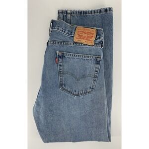 Levis 505 Jeans Mens 34x30 Blue Straight Leg Light Wash Distressed Denim Pants